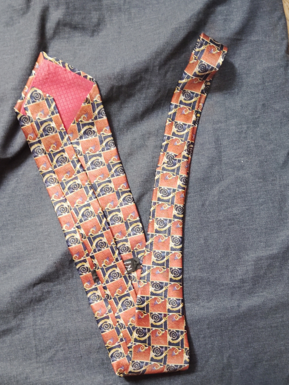 Men's Geometric Brown & Navy Patterned Tie